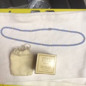 Vintage Avon 1981 dusty blue bead necklace 24”